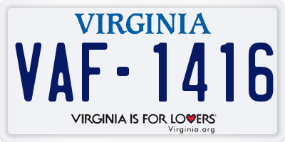 VA license plate VAF1416