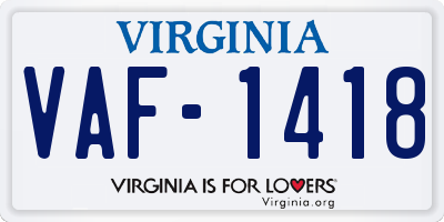 VA license plate VAF1418