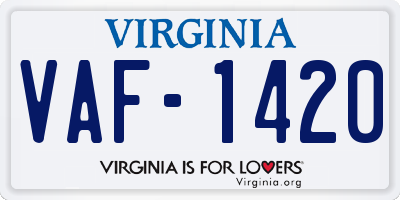 VA license plate VAF1420