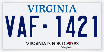 VA license plate VAF1421