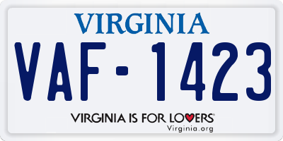 VA license plate VAF1423