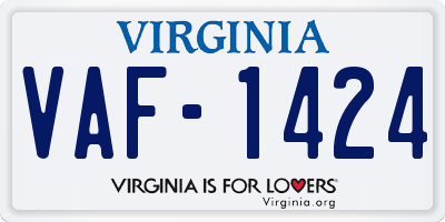 VA license plate VAF1424