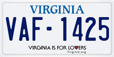 VA license plate VAF1425