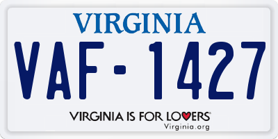 VA license plate VAF1427