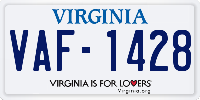 VA license plate VAF1428