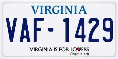 VA license plate VAF1429