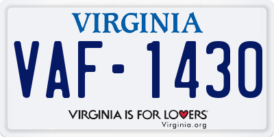 VA license plate VAF1430