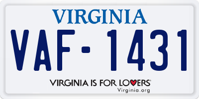 VA license plate VAF1431
