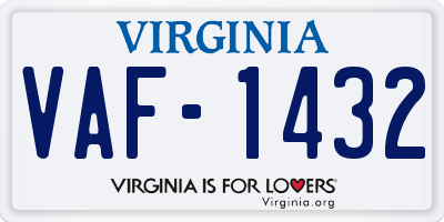 VA license plate VAF1432