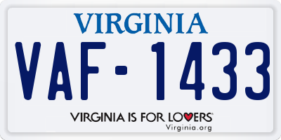 VA license plate VAF1433