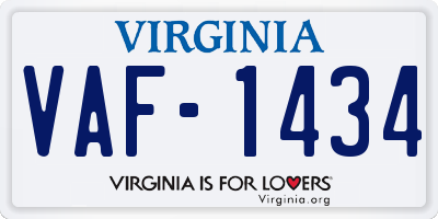 VA license plate VAF1434