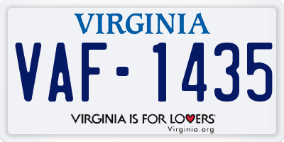 VA license plate VAF1435