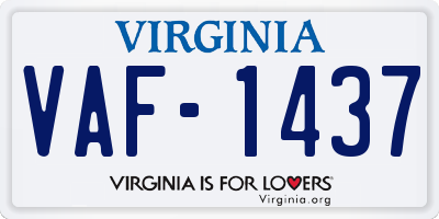 VA license plate VAF1437