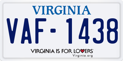 VA license plate VAF1438