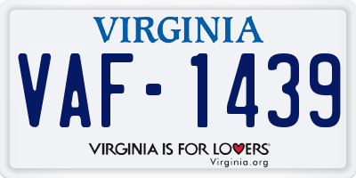 VA license plate VAF1439
