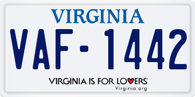 VA license plate VAF1442