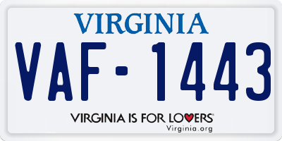 VA license plate VAF1443