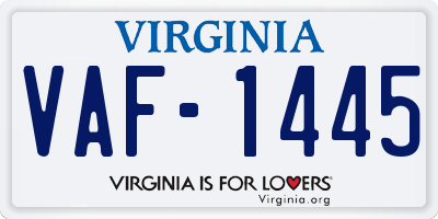 VA license plate VAF1445