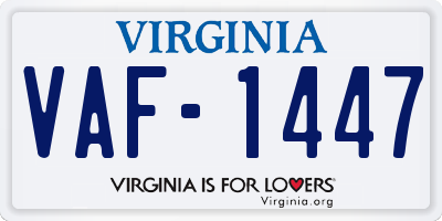 VA license plate VAF1447