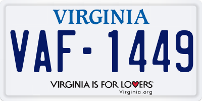 VA license plate VAF1449