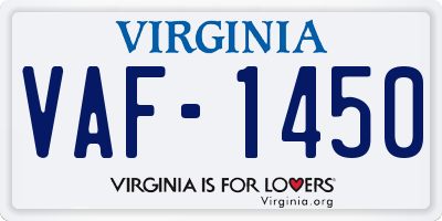 VA license plate VAF1450