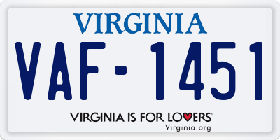VA license plate VAF1451