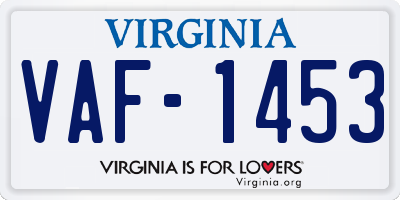 VA license plate VAF1453