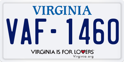 VA license plate VAF1460
