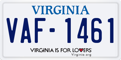 VA license plate VAF1461