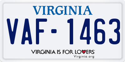 VA license plate VAF1463