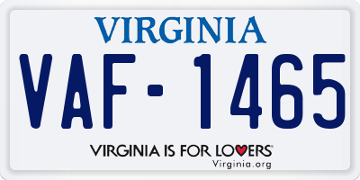 VA license plate VAF1465