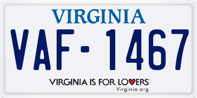 VA license plate VAF1467