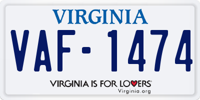 VA license plate VAF1474