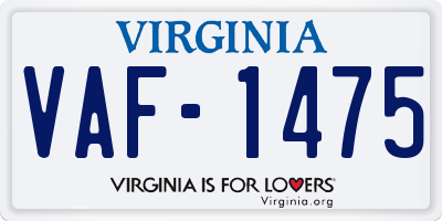 VA license plate VAF1475