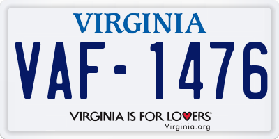 VA license plate VAF1476