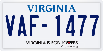 VA license plate VAF1477
