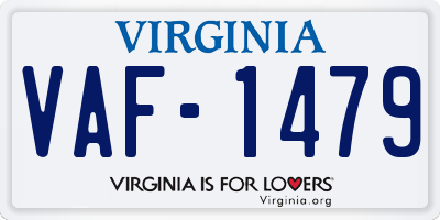 VA license plate VAF1479
