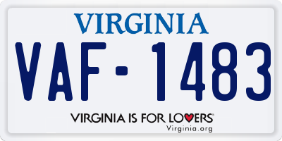 VA license plate VAF1483