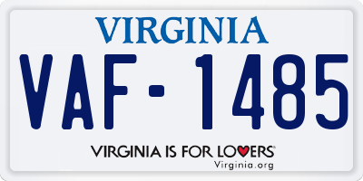 VA license plate VAF1485