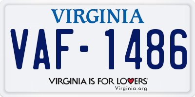 VA license plate VAF1486