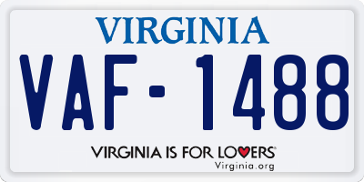 VA license plate VAF1488
