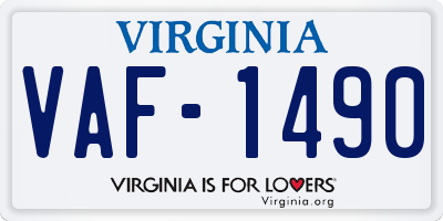 VA license plate VAF1490