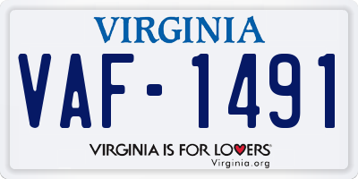 VA license plate VAF1491