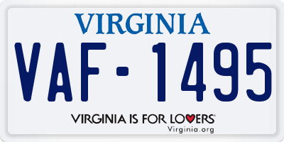 VA license plate VAF1495