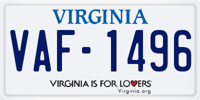 VA license plate VAF1496