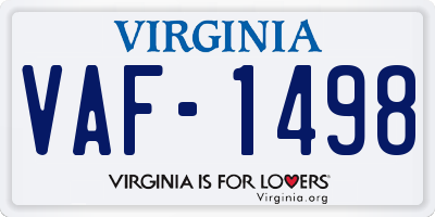 VA license plate VAF1498