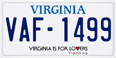 VA license plate VAF1499