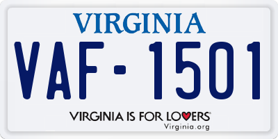 VA license plate VAF1501