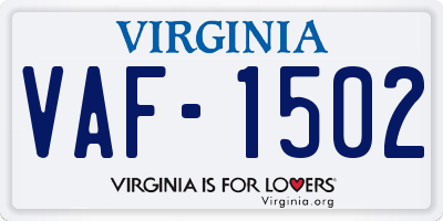 VA license plate VAF1502