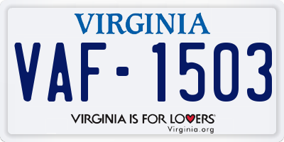 VA license plate VAF1503